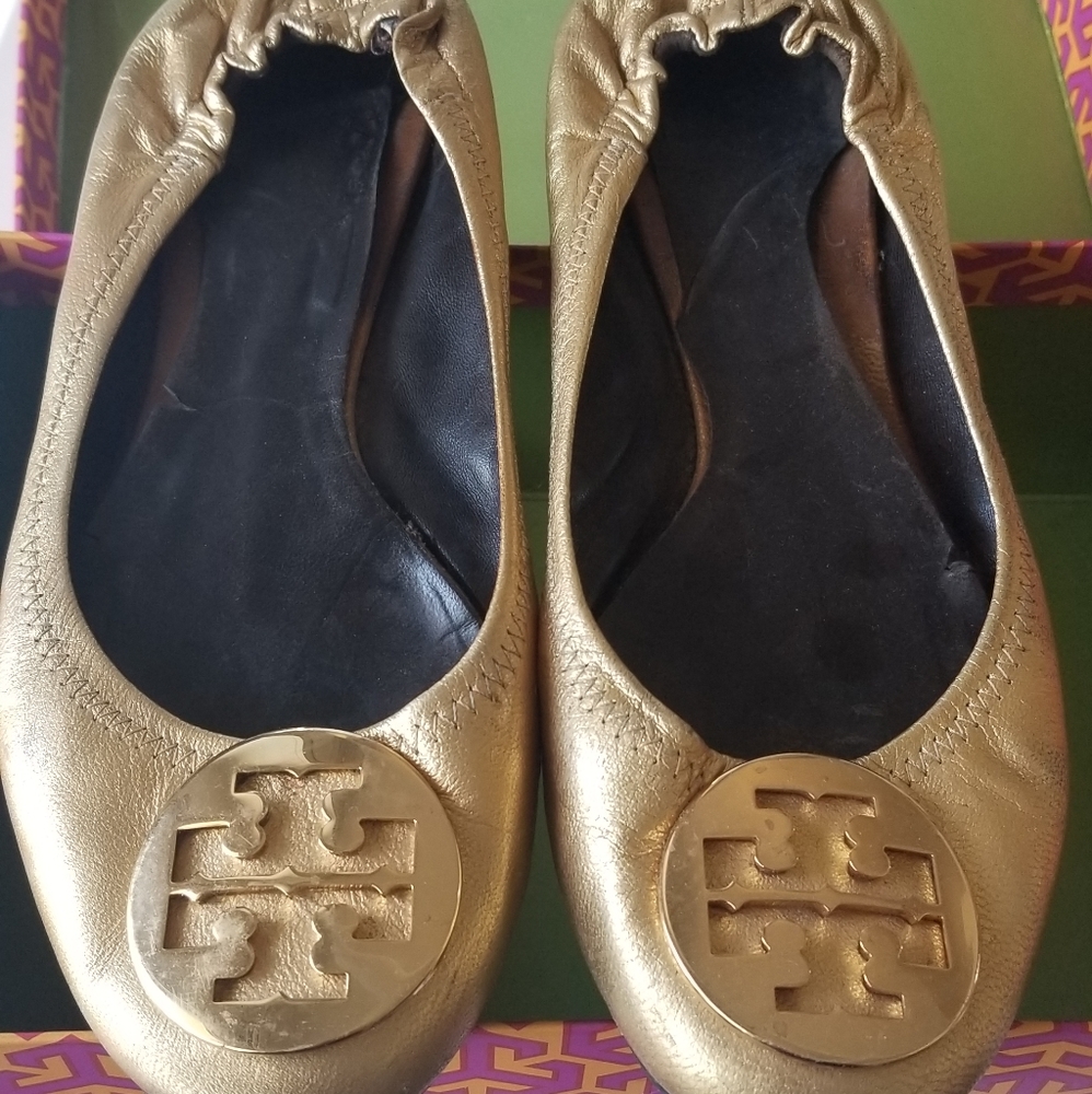 Tory Burch Metallic Gold Ballets Flats 8.5